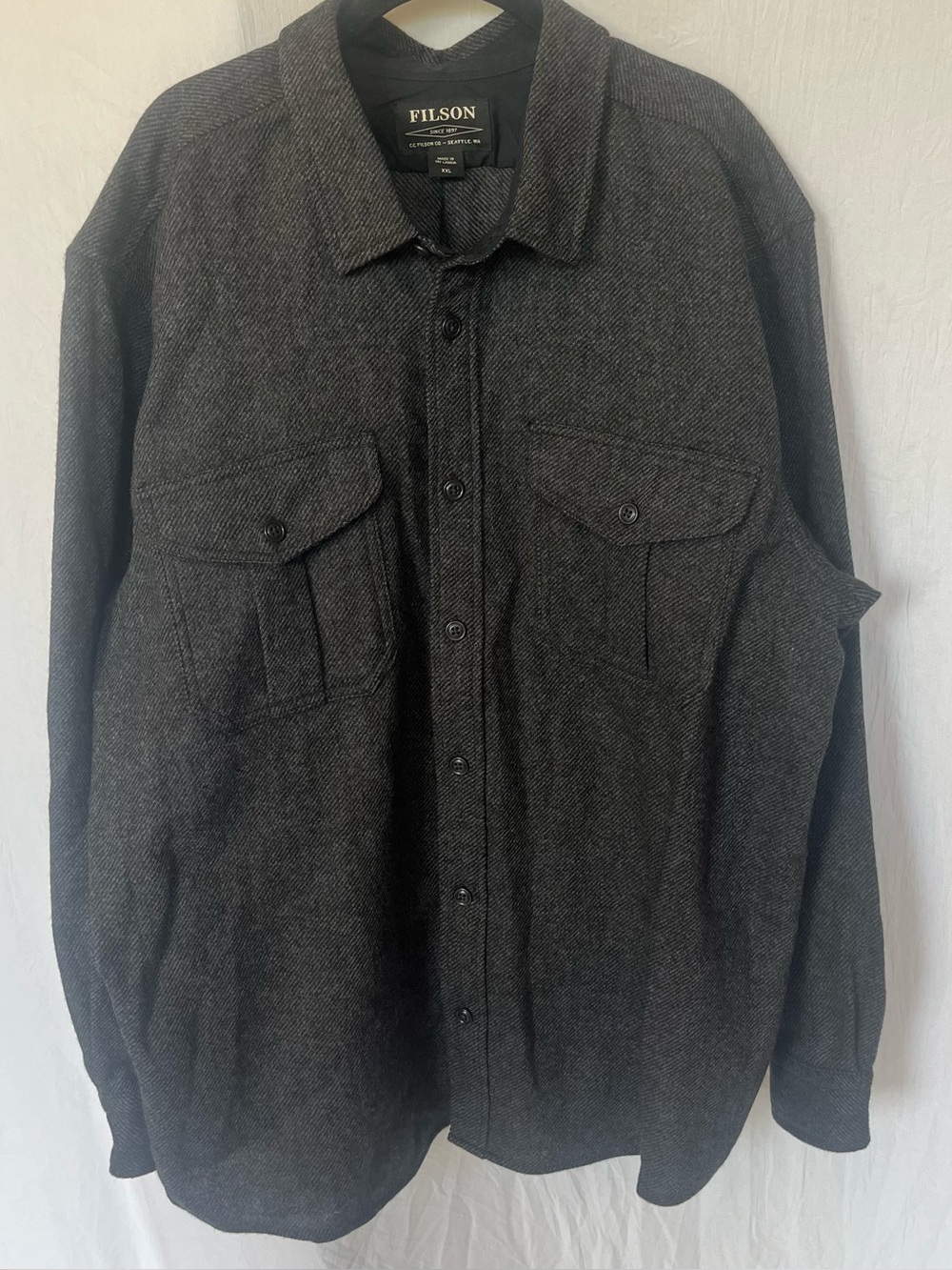 Filson Men's Alaskan Guide Shirt XXL Dark Heather Gray Heavyweight Flannel